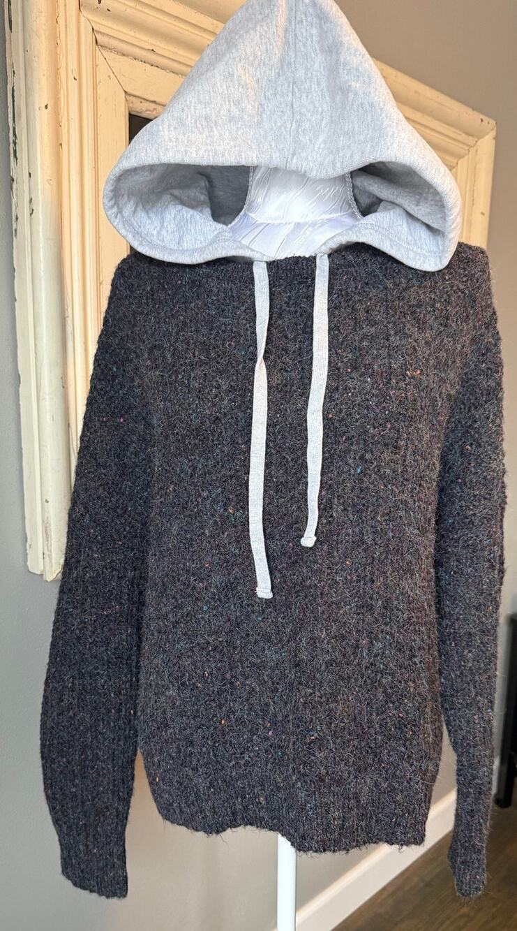 Aerie OFFLINE Oversized Speckled Knit Hooded Sweater Size L NWT
